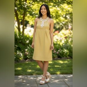 INC International Concepts Yellow Beaded Halter Dress Cocktail Size 2